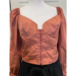 Vtg Y2K Rue21 Womens Milkmaid Top Size L Corset Cottagecore Indie Coquette Fairy